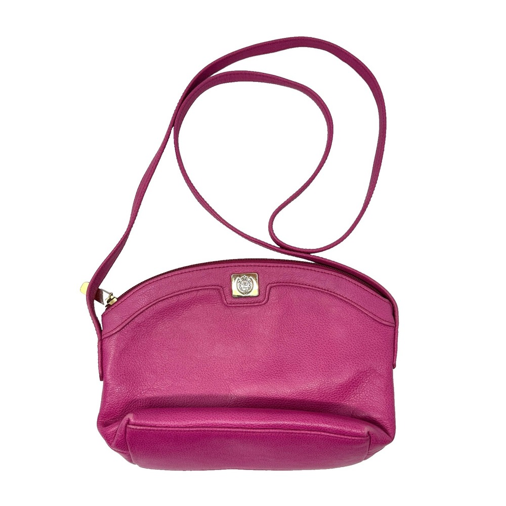 Liz Claiborne Crest Crossbody Purse‎ Leather Pink Made in Korea Vintage